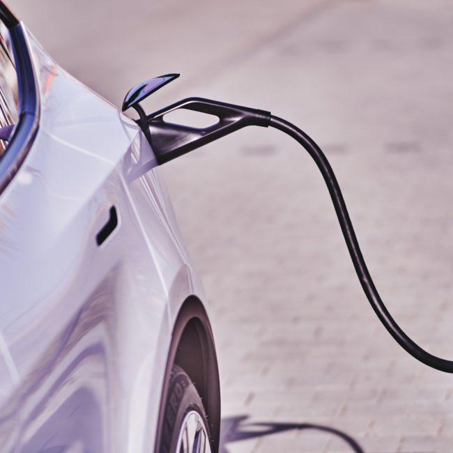 Electric car at a charger