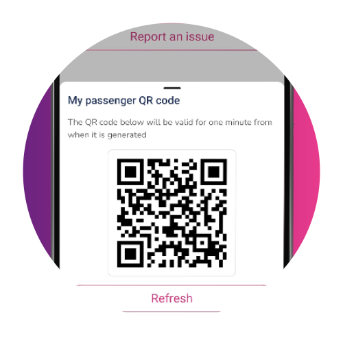 Evology app - passenger QR code
