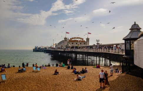 Brighton Pier and the beachfront on a sunny day